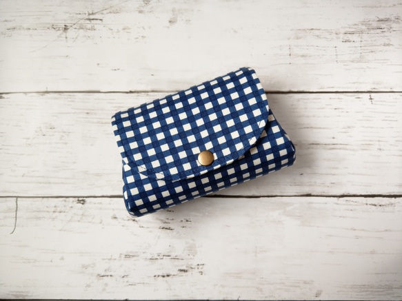 【受注製作】Gingham check ☆navy★コロンとミニ財布