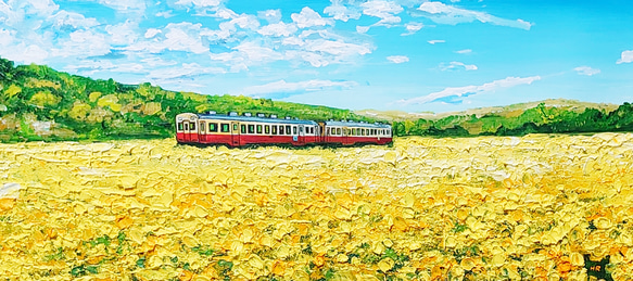 アートプリント【菜の花畑を走る小湊鉄道】