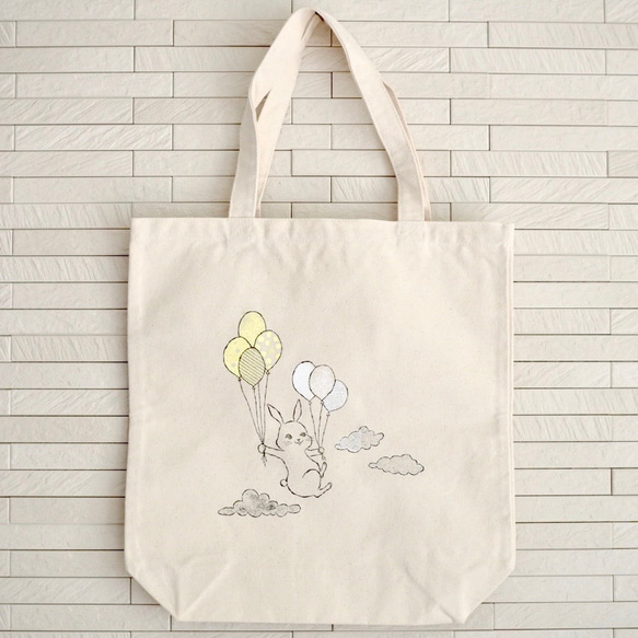 SALE! tote bag -balloon rabbit-white