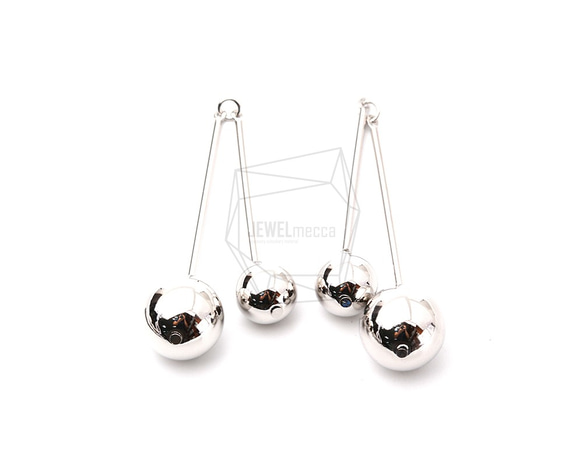 ERG-1115-R【2個入り】ボールとバーチャーム/Bar With Ball Earring Charm