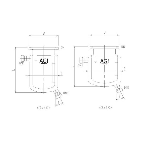 旭製作所 二重管式セパラ反応容器 15A 端部タイプ Oリング溝・撹拌バッフル付 3032-3/150A-M-GA 1個 62-2100-29（直送品）