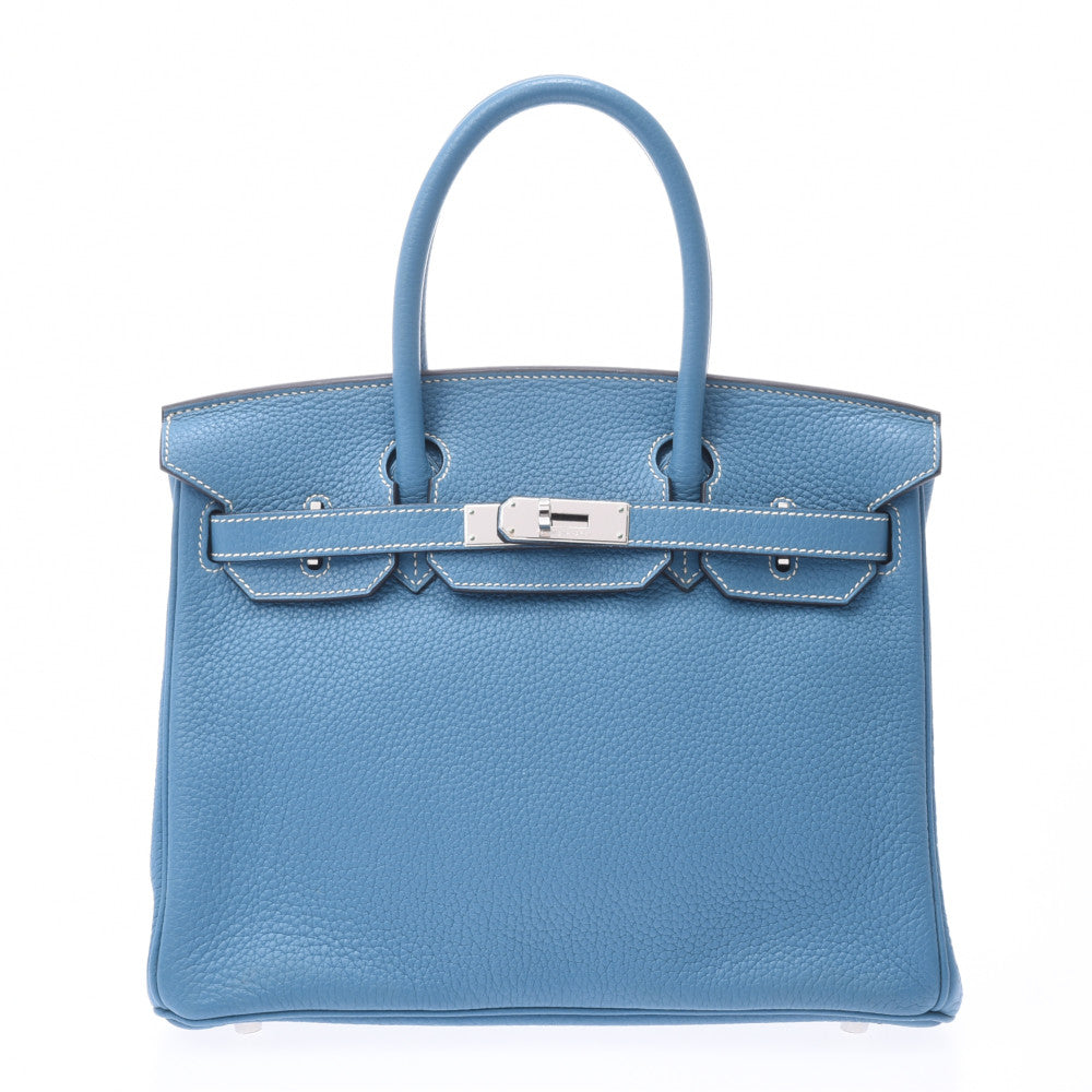 HERMES エルメス バーキン 30 ブルージーン シルバー金具 □N刻印(2010年頃) レディース トリヨンクレマンス ハンドバッグ ABランク 中古 