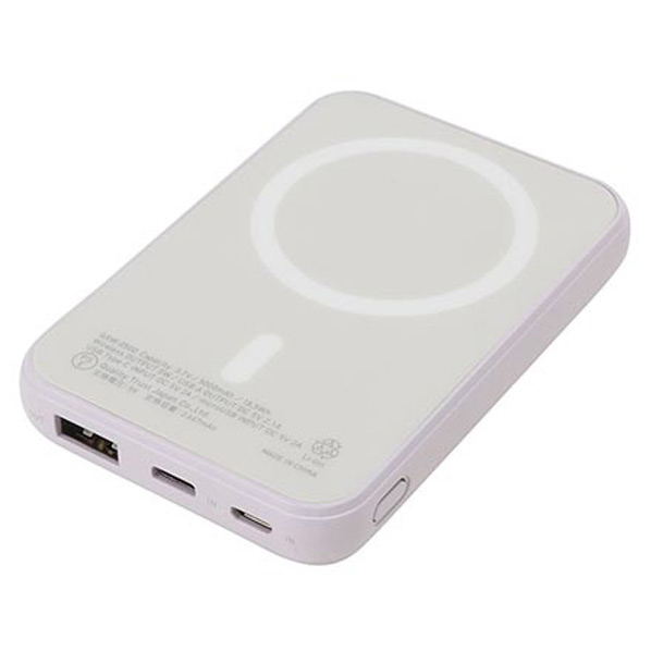 クオリティトラストジャパン ワイヤレス充電マグネット式モバイルバッテリー(5000mAh) パープル QXW-0500PU