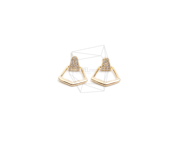 ERG-2396-G【2個入り】CZロンバスピアス/CZ Rhombus Post Earring