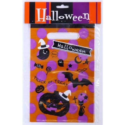 【在庫限り】ハロウィン プラスチックバック ドット 6PCS オレンジ