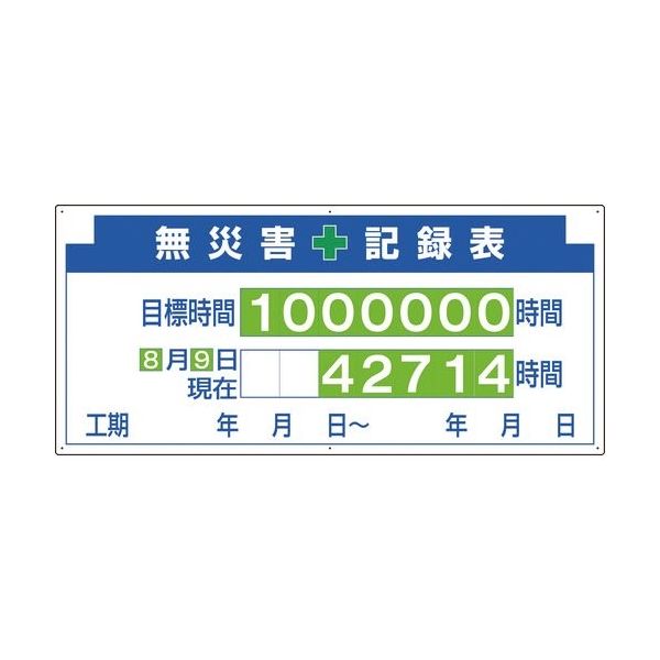 ユニット 安全掲示板パーツ2 無災害記録表数字板付 313-22A 1枚 167-6123（直送品）