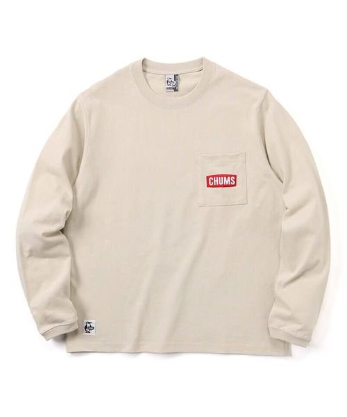 CHUMS LOGO POCKET BRUSHED L/S T－SHIRT (チャムスロゴPKTブラッシュドL/)