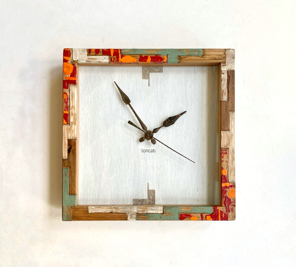 掛け時計スクエア『TUGIHAGI　FRAME　CLOCK』-hana-　size226×226