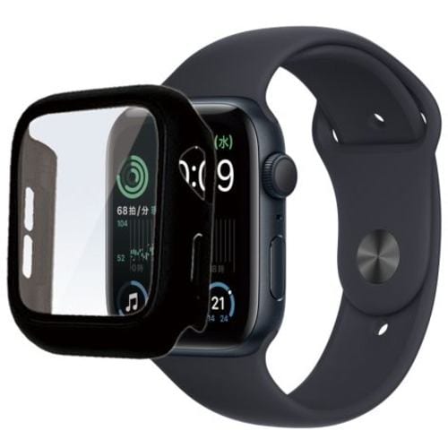 ラスタバナナ GHB3746AW44 Apple Watch Series 6/5/4/SE 第2世代/SE 44mm用 ガラス＋PC一体型ケース ブラック