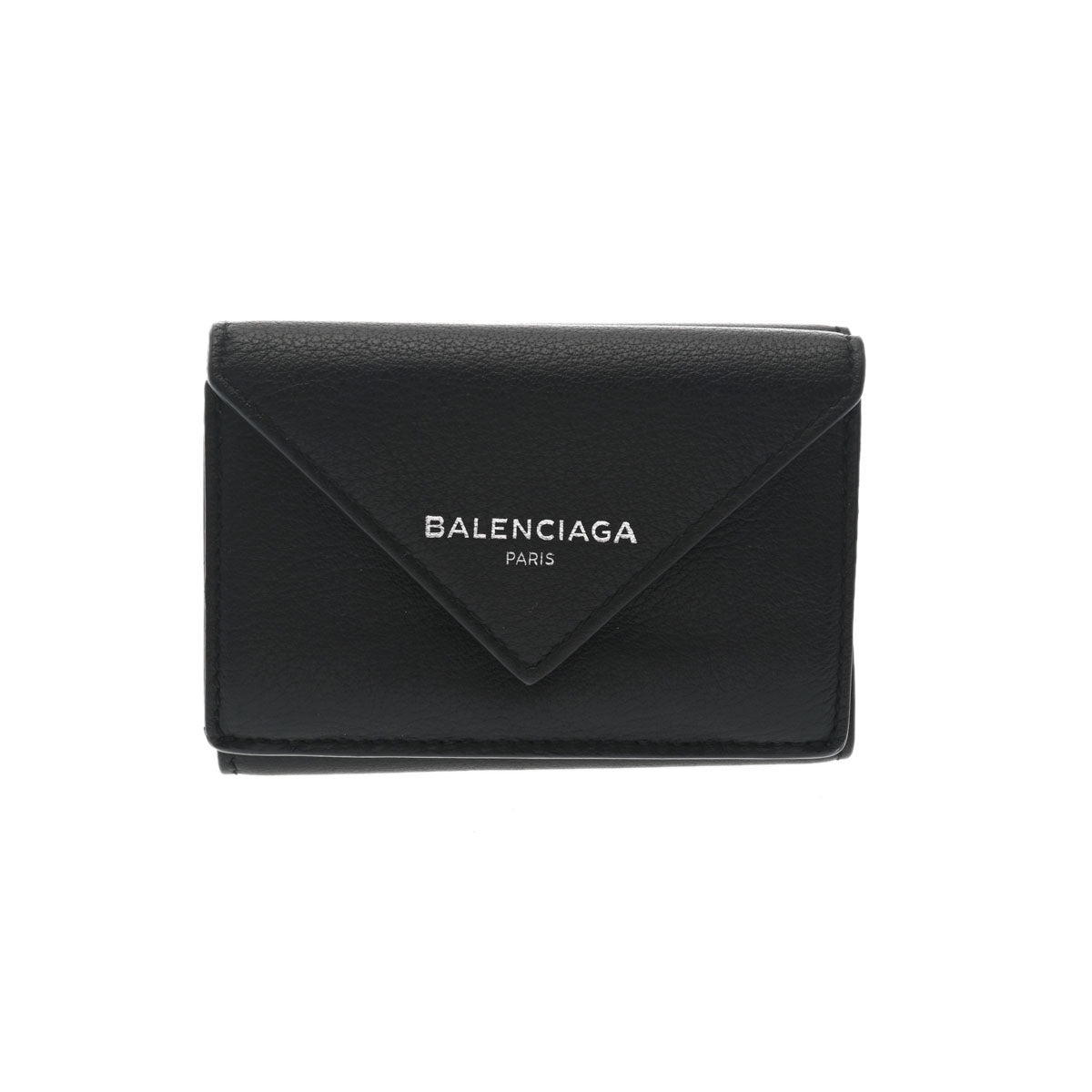 【2025年度カレンダ】BALENCIAGA バレンシアガ ペーパー ミニ ウォレット 黒 391446 ユニセックス カーフ 三つ折り財布 Bランク 中古 _画像1