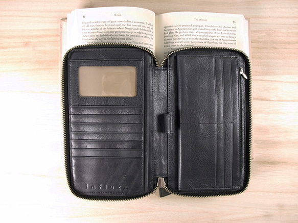 UN1 Travel iPhone Leather Wallet with Pen Holder –Blue Black