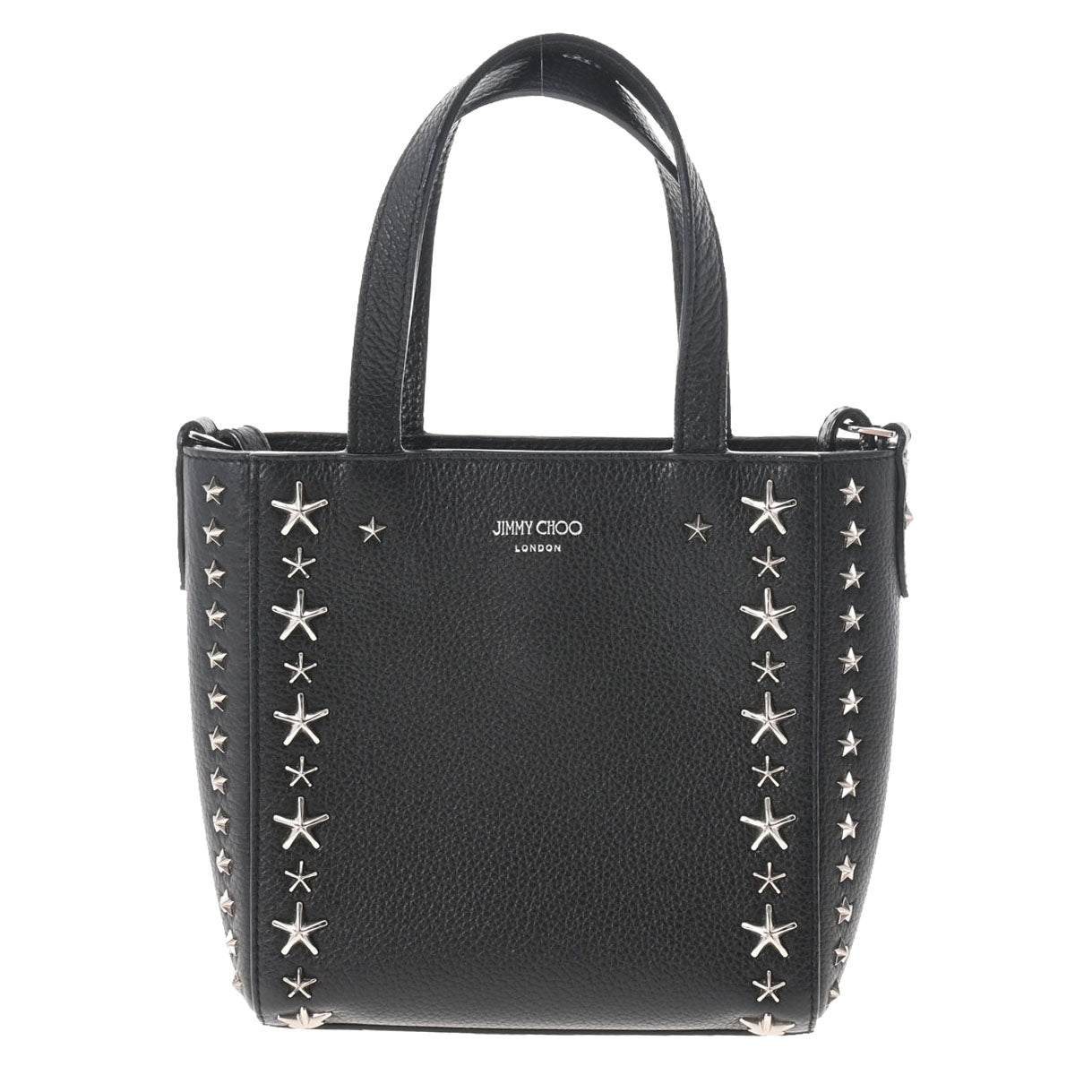 JIMMY CHOO ジミーチュウ 2WAYバッグ スタッズ 黒 レディース カーフ ショルダーバッグ Aランク 中古 