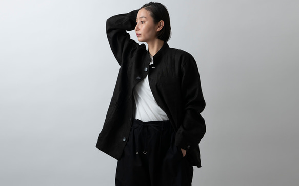 【再入荷】木間服装製作 jacket リネン black｜unisex freesize