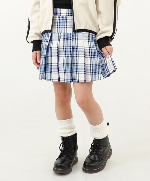 プリーツ ミニスカート(インナー付き) 子供服 キッズ 女の子 ボトムス スカート スカッツ 10分丈スカッツ チェック