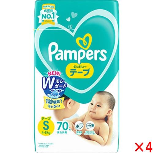 【4個セット販売】Ｐ＆Ｇジャパン合同会社 パンパース さらさらケア テープ スーパ－ジャンボ Ｓ ７０枚 ４－８ｋｇ 70枚