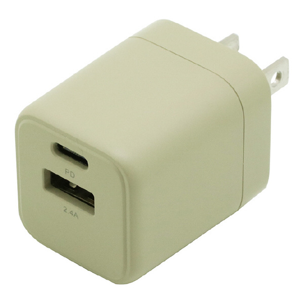 インプリンク PD20W対応 Type-C1ポート/USB1ポート AC充電器 Melia ベージュ IMAC1CUPD20BE