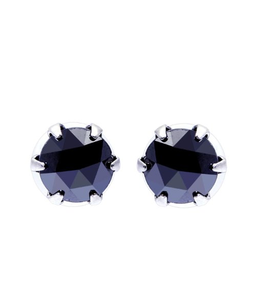 K18WG ブラックダイヤモンド 計0.5ct ローズカット 6本爪ピアス