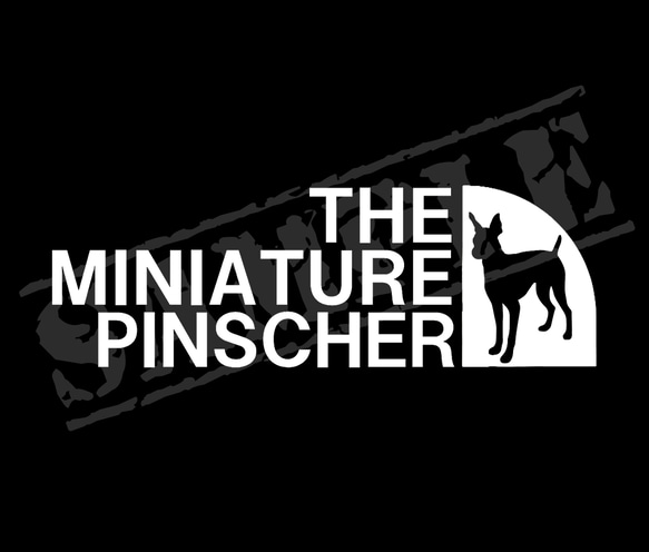 THE MINIATURE PINSCHER パロディステッカー（ミニチュア・ピンシャー/立ち耳）5.5cm×17cm