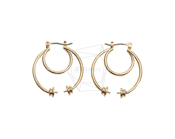 ERG-2553-G【2個入り】ダブルラウンドピアス,Double round Post Earring