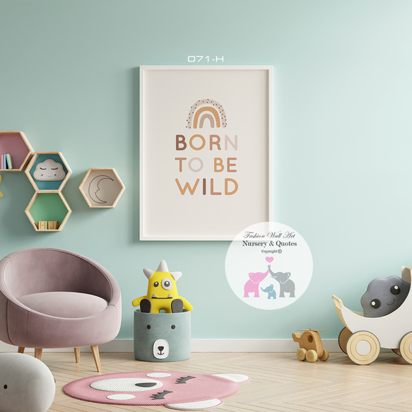 Boho キッズ 可愛い メッセージ Born to be wild / インテリアポスター / 071-H