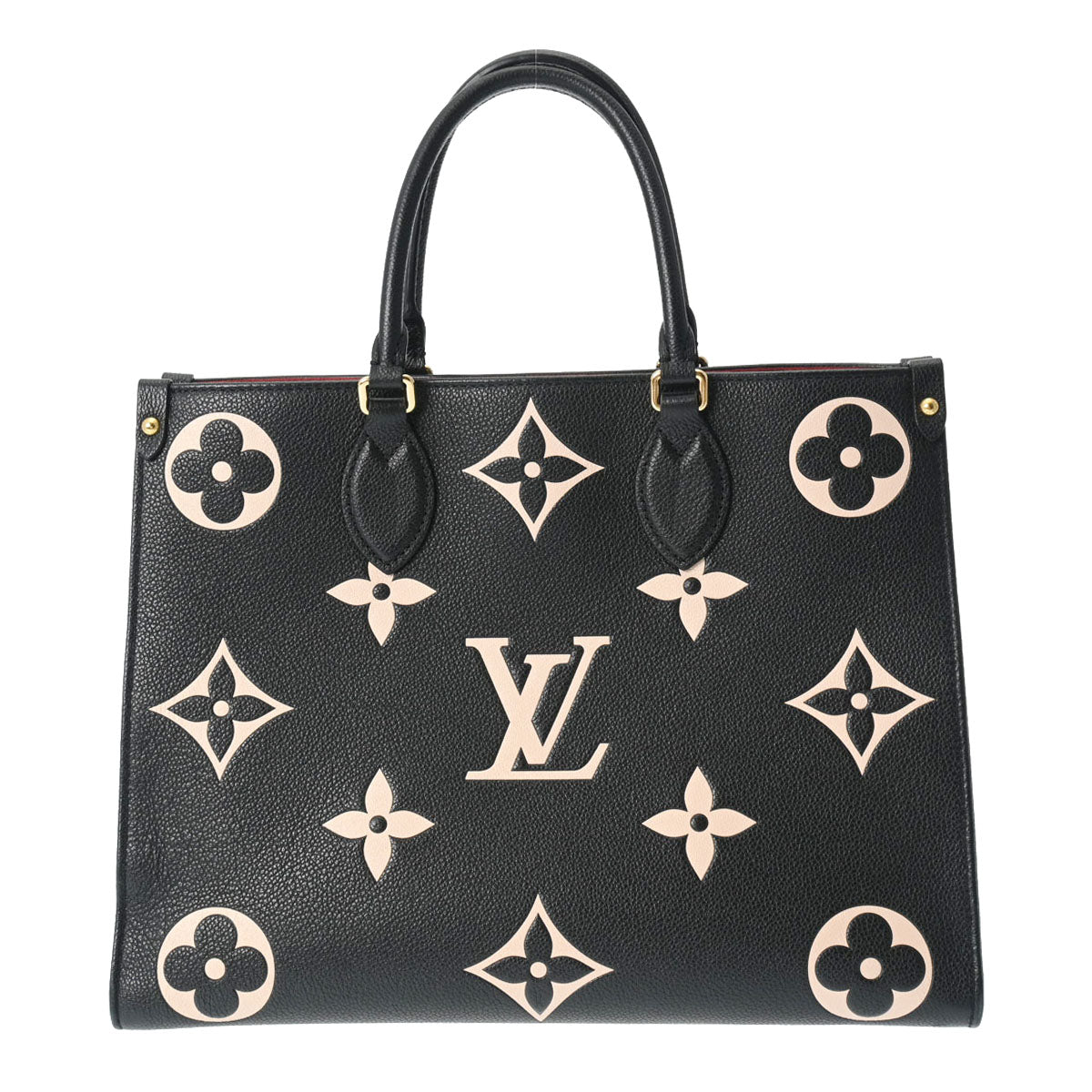 LOUIS VUITTON ルイヴィトン モノグラムアンプラント オンザゴー MM 2WAYトート 黒/ベージュ M45495 レディース レザー ハンドバッグ Aランク 中古 