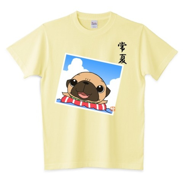 色・サイズ豊富 常夏パグ（フォーン）5.6オンスTシャツ（ぱぐ グッズ）