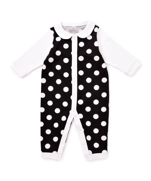 カバーオール・ロンパース　polka dot large(black)