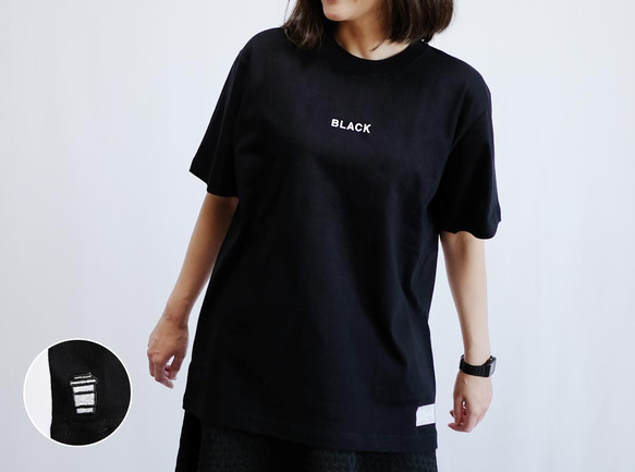 Tシャツ BLACK コーヒー （ブラック・白刺繍）