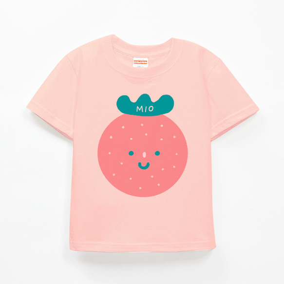 名入れ　名前入り　Ｔシャツ（love strawberry /アプリコット）