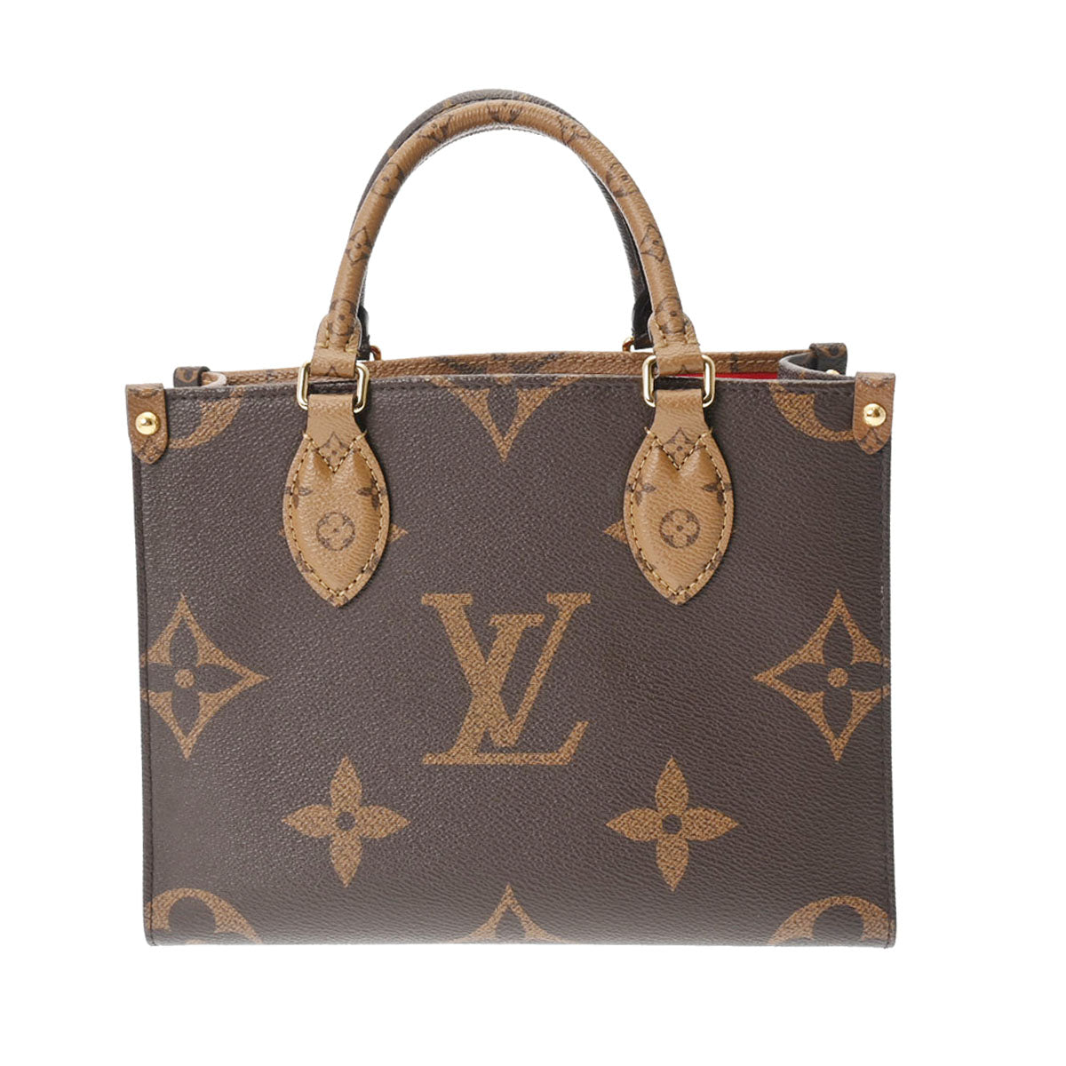 LOUIS VUITTON ルイヴィトン モノグラムリバース オンザゴー PM ブラウン M46373 レディース モノグラムキャンバス ハンドバッグ Aランク 中古 