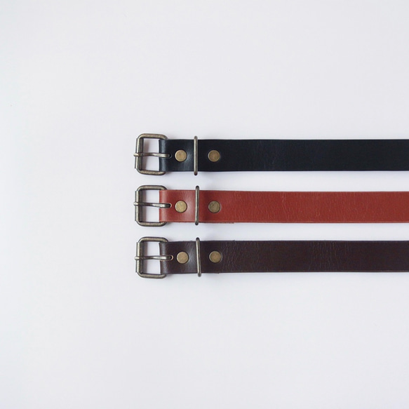 【送料無料】ローラーバックルレザーベルト「Roller buckle belt 25mm」