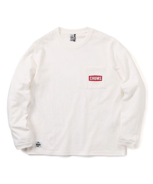 CHUMS LOGO POCKET BRUSHED L/S T－SHIRT (チャムスロゴPKTブラッシュドL/)