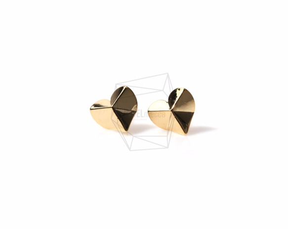 ERG-377-G【2個入り】ハートポイントスタッドピアス,Heart Pointed Stud Earring