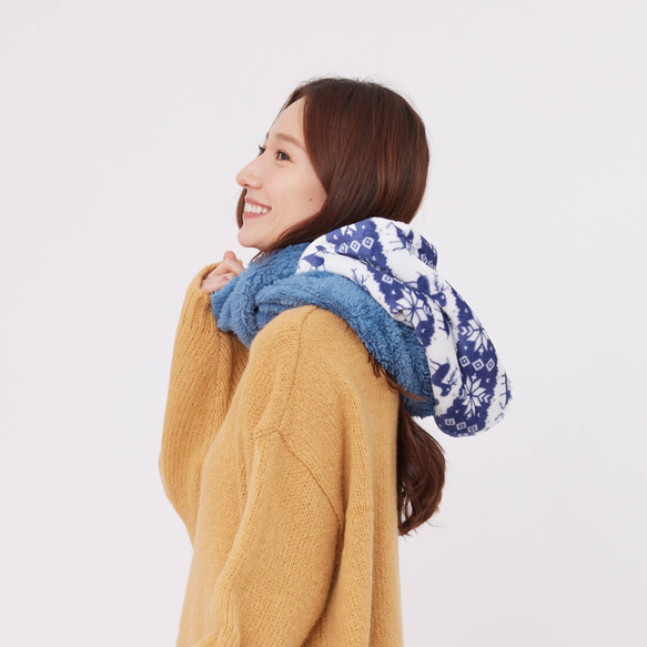 Yuki winter holiday warm hoody twist scarf / Blue