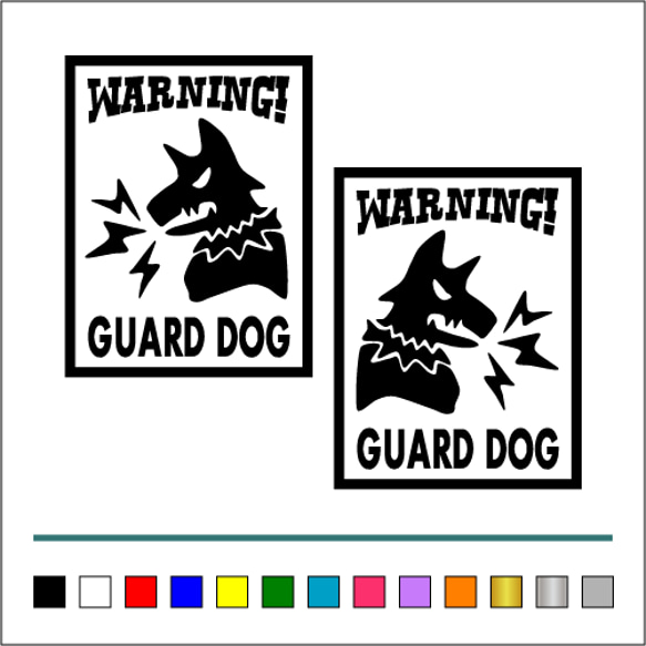 番犬【 WARNINGA GUARD DOG 】013 ステッカー お得左右セット【カラー選択可】 送料無料♪