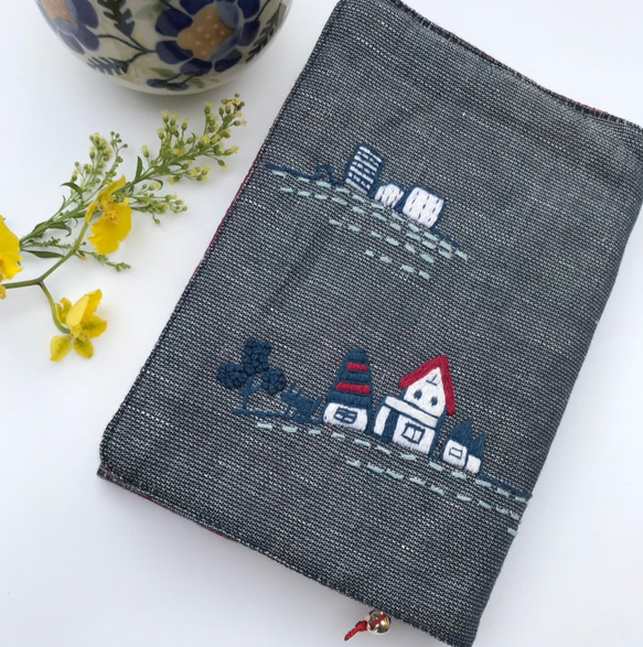 刺繍ブックカバー「House&Building」