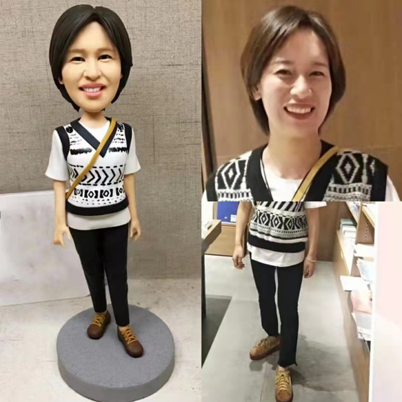 【オーダーメイド】お写真入から 3D 肖像画 似顔絵 人形 フィギュア 彼氏 彼女 誕生日ケーキトッパー 記念日カップル