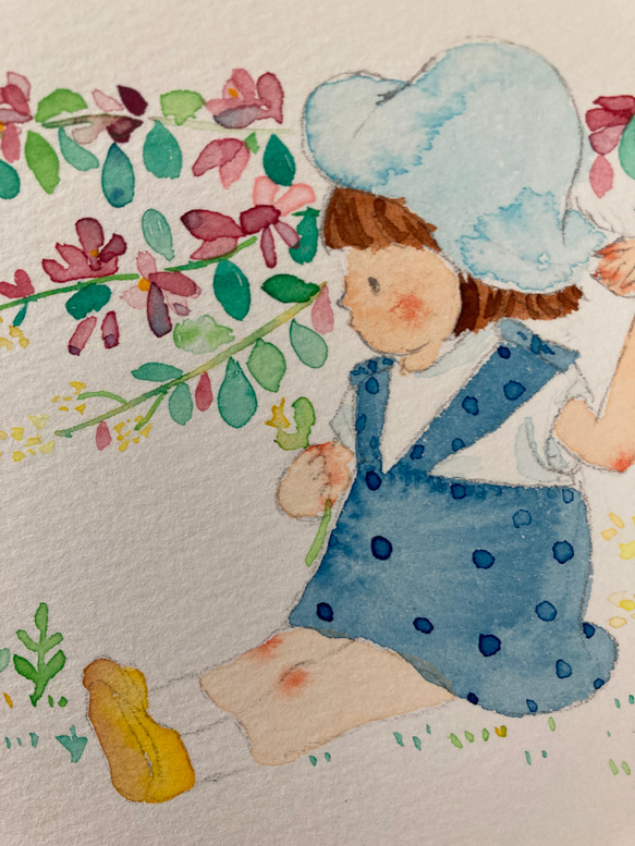 「萩の花」水彩画イラスト　原画　ポストカード