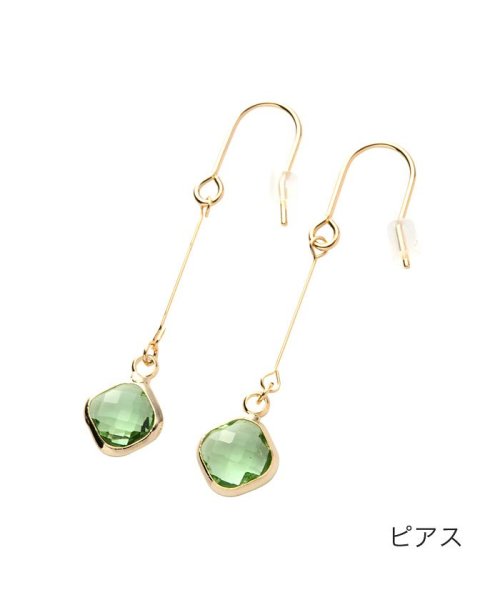 多面カットひし形の華奢メタルバーピアス/イヤリング