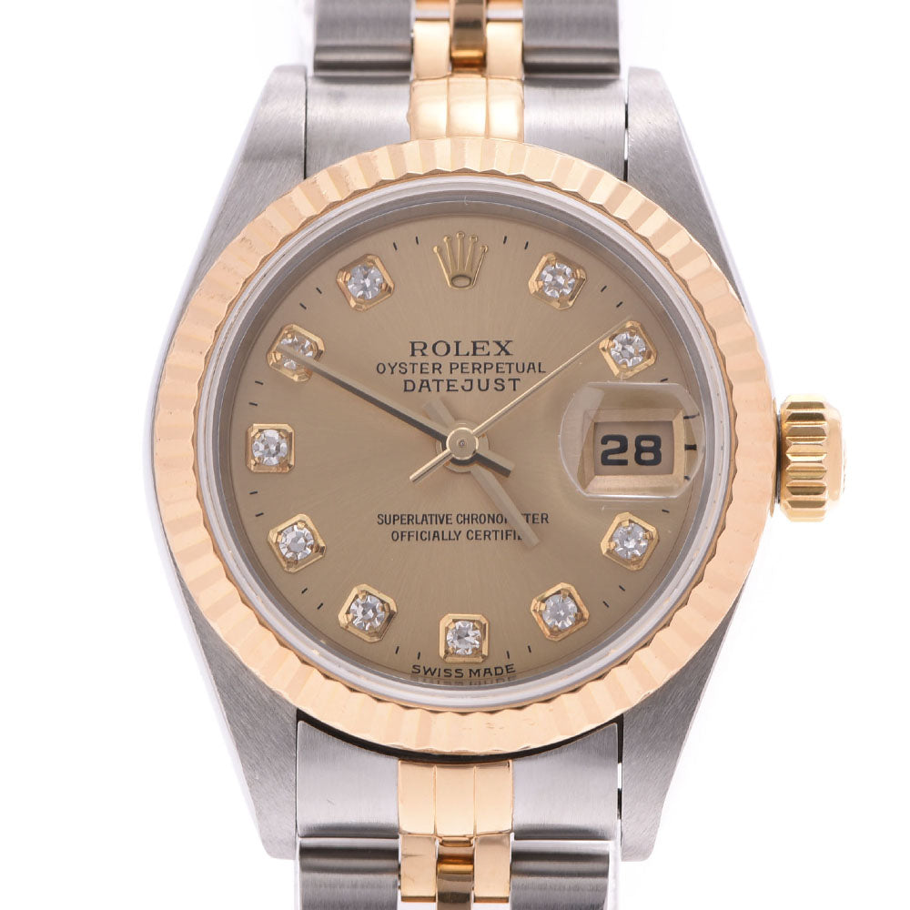 ROLEX ロレックス デイトジャスト 10Pダイヤ 69173G レディース YG/SS 腕時計 自動巻き シャンパン文字盤 Aランク 中古 