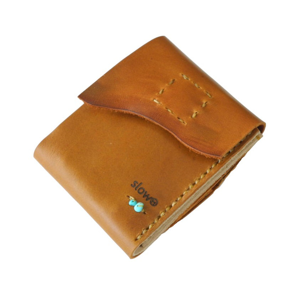 「slowH」レザーウォレット『Half Wallet』CAMEL〈スロウエイチ、本革財布、ナチュラル〉