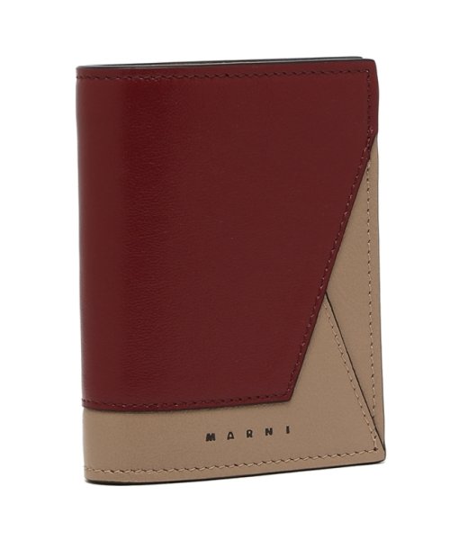 マルニ 二つ折り財布 ミニ財布 ワインレッド ベージュ メンズ MARNI PFMI0051U0 P2644 ZO596 BILLFOLD WITH COIN