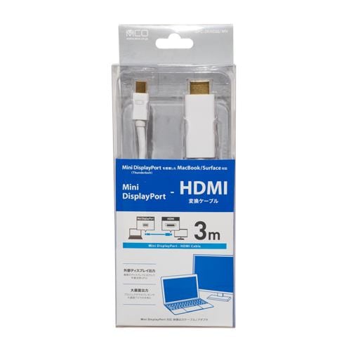 ミヨシ DPC-2KHD30／WH FullHD対応 miniDisplayPort-HDMI ケーブル 30m ホワイト