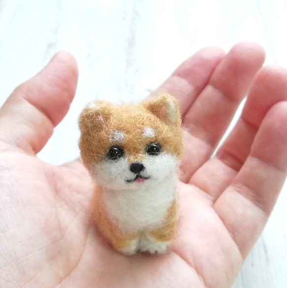 ◾受注制作・羊毛フェルトの小さなわんこ(柴犬・茶)　マスコット　犬