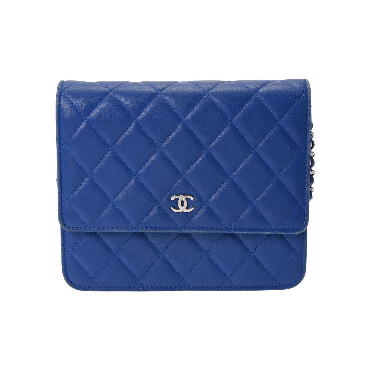 CHANEL シャネル マトラッセ チェーンウォレット 青 シルバー金具 レディース ラムスキン ショルダーバッグ Bランク 中古 