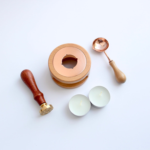 【Rose pink】シーリングスタンプ用　Melt Pot Set【Natural wood】