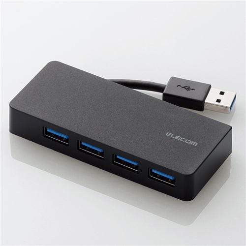 エレコム U3H-K417BBK 4ポートUSB3.0ハブ(ケーブル収納タイプ)