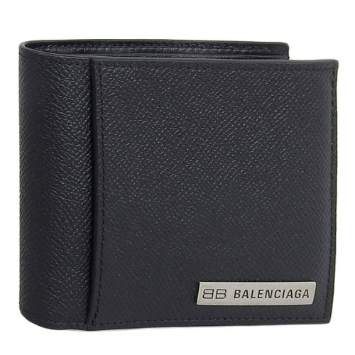 BALENCIAGA バレンシアガ PLATE SQUARE FOLDED COIN WALLET プレート スクエア フォールド 二つ折り 財布 レザー