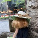 042リカちゃん　ハンドメイド 麻　ギンガムチェック　帽子　HAT