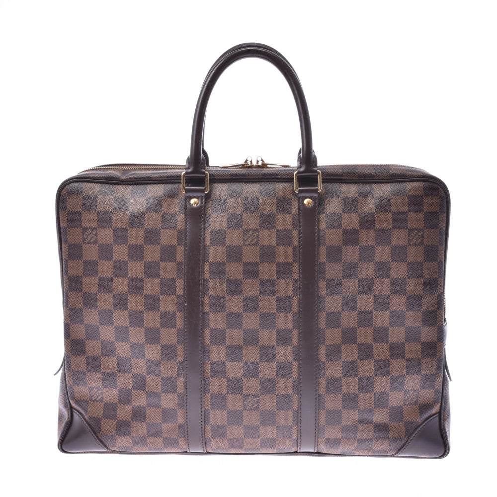 LOUIS VUITTON ルイヴィトン ダミエ ポルトドキュマン ヴォワヤージュ ブラウン N41124 メンズ ダミエキャンバス レザー ビジネスバッグ ABランク 中古 